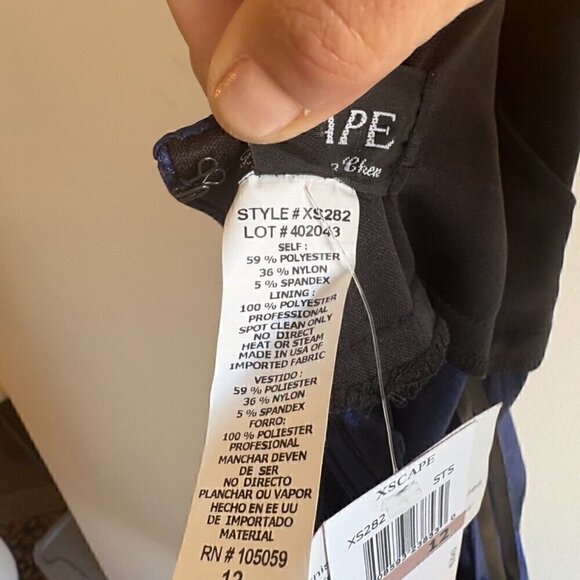 NWT NEW XSCAPE by Joanna Chen Blue Beaded Ruched Cocktail Halter Dress - size 12 - Picture 2 of 6